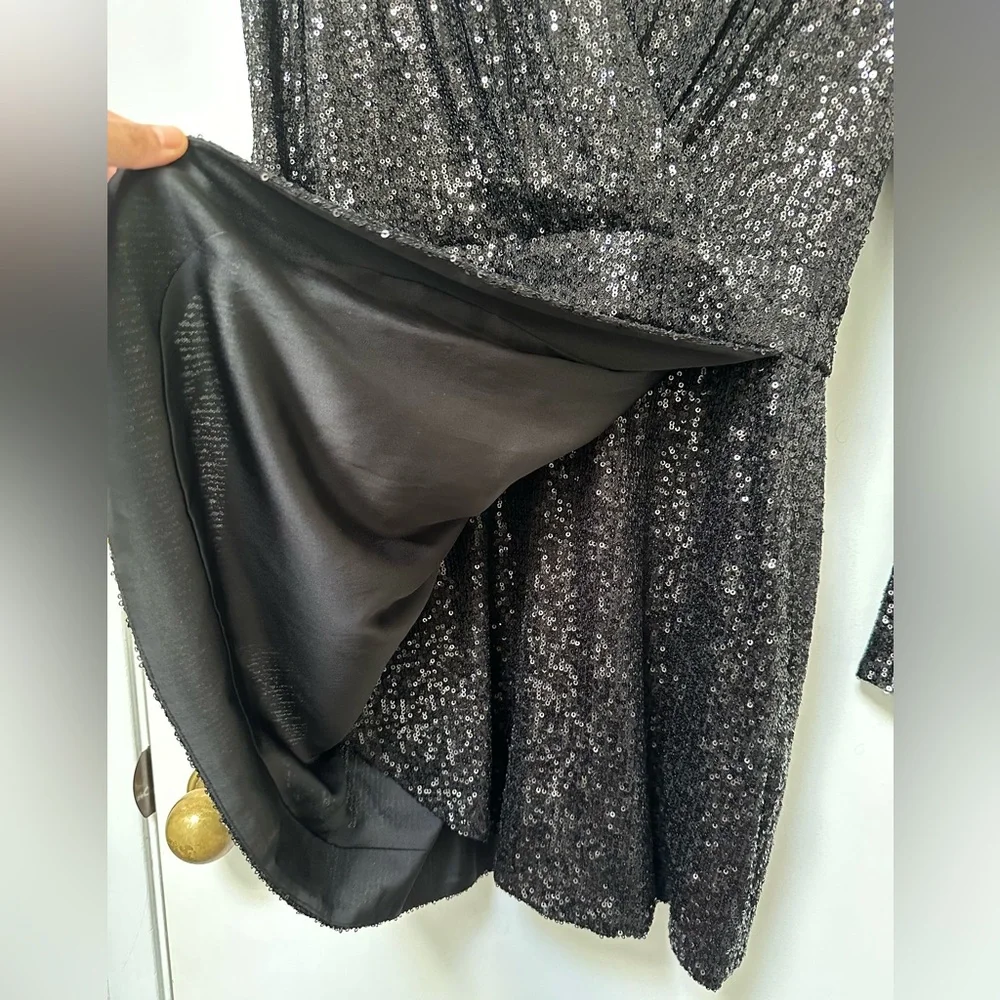 RAMY BROOK Reba Sequin V-Neck Cocktail Party Evening Mini Wrap Dress Size 8 NWT - Picture 7 of 14